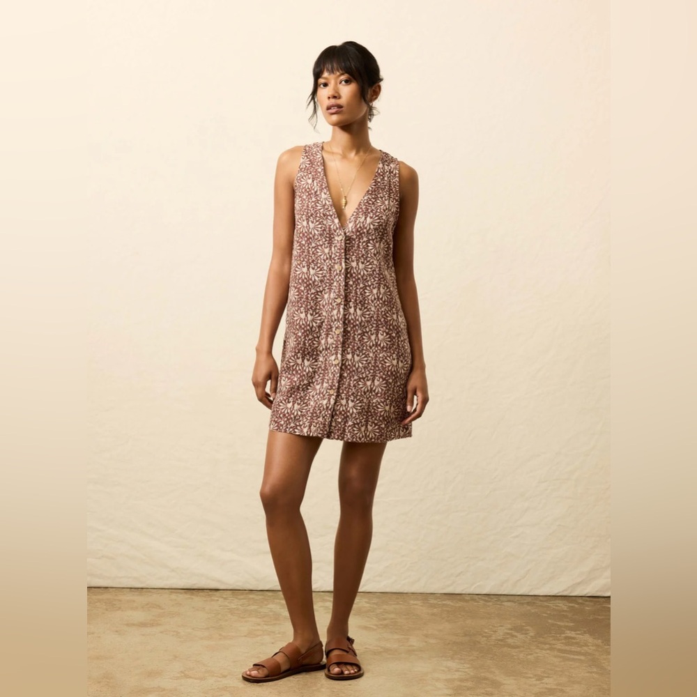 Faherty Alston Linen Button-Up Minidress Sausalito Sunset Medium